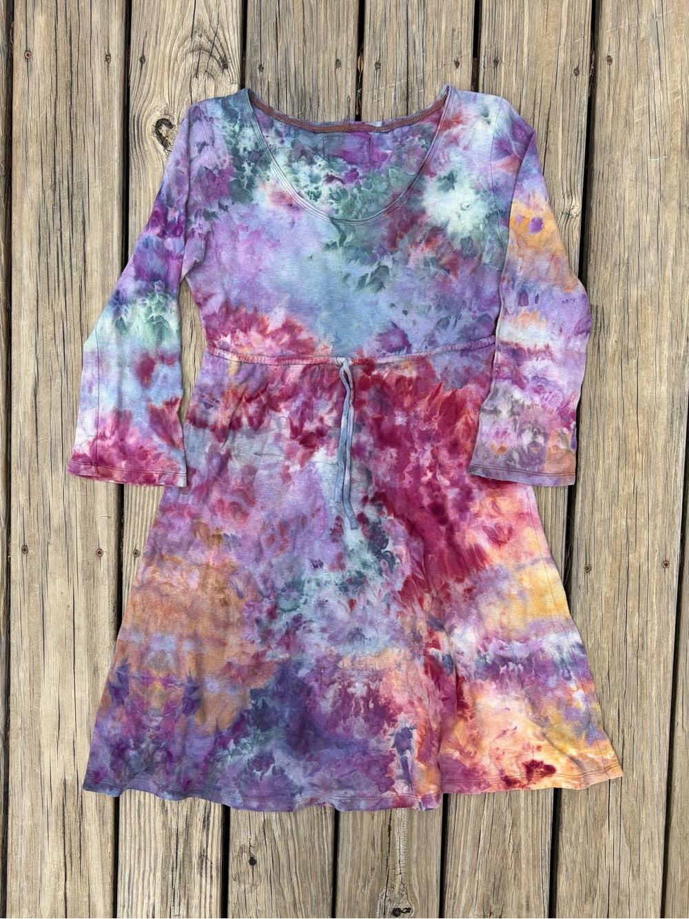 Bohemian Folk Ice Dyed Long Sleeve Princess Dress